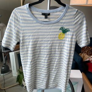 j.crew top with pineapple embroidery
